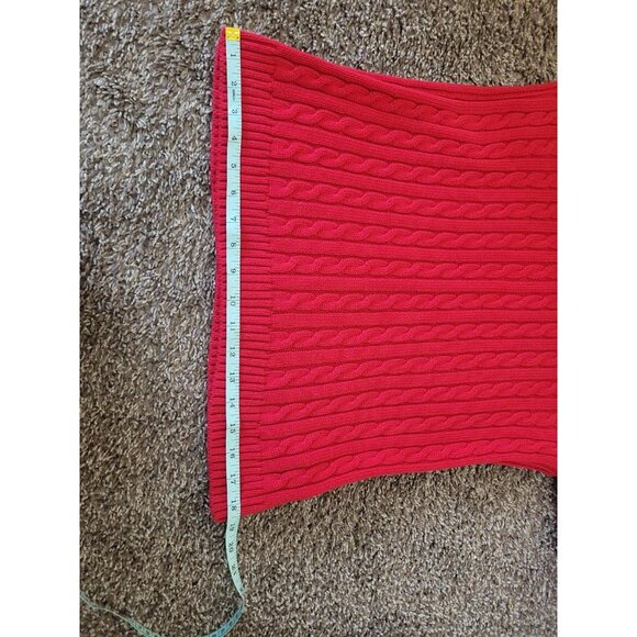 LL Bean Cable Knit Turtleneck Sweater Wmn L LS Red Christmas Holiday Fisherman - Picture 11 of 13